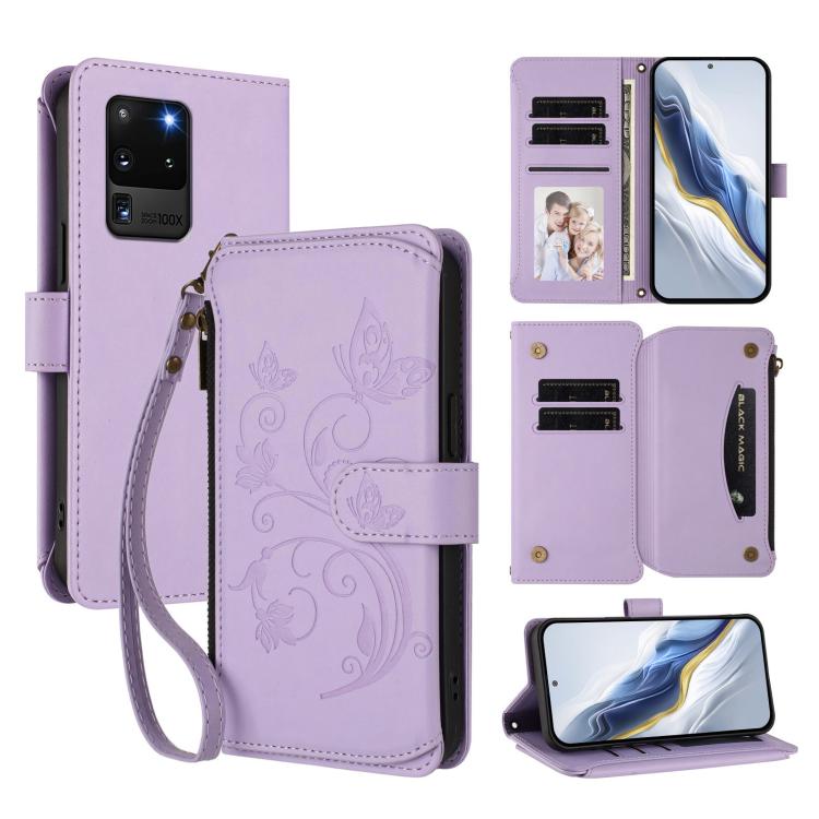 Butterfly Love Flower Multi-card Zipper Wallet Leather Phone Case, For Galaxy Note20, For Galaxy S20 Ultra, For Galaxy S20, For Galaxy S20+