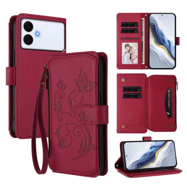 Butterfly Love Flower Multi-card Zipper Wallet Leather Phone Case, For Galaxy S26 FE 5G, For Galaxy S26+ 5G, For Galaxy S26 Edge 5G, For Galaxy S26 Ultra 5G, For Galaxy S26 5G, For Galaxy S25 Edge 5G