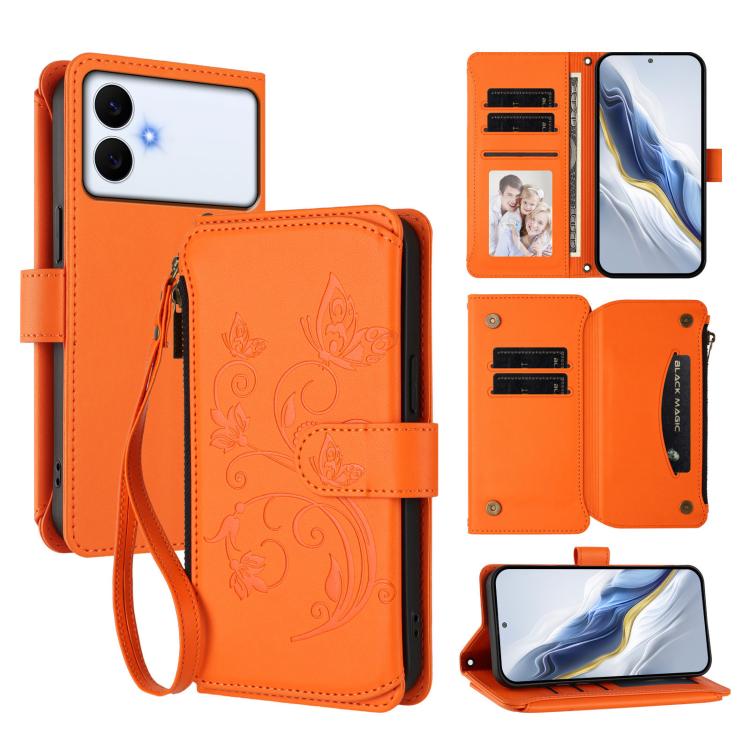Butterfly Love Flower Multi-card Zipper Wallet Leather Phone Case, For Galaxy S26 FE 5G, For Galaxy S26+ 5G, For Galaxy S26 Edge 5G, For Galaxy S26 Ultra 5G, For Galaxy S26 5G, For Galaxy S25 Edge 5G