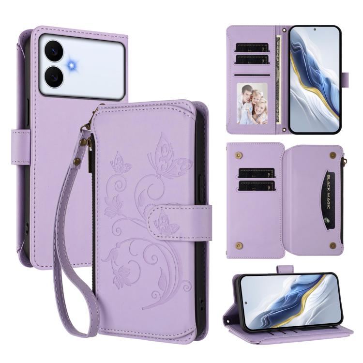Butterfly Love Flower Multi-card Zipper Wallet Leather Phone Case, For Galaxy S26 FE 5G, For Galaxy S26+ 5G, For Galaxy S26 Edge 5G, For Galaxy S26 Ultra 5G, For Galaxy S26 5G, For Galaxy S25 Edge 5G