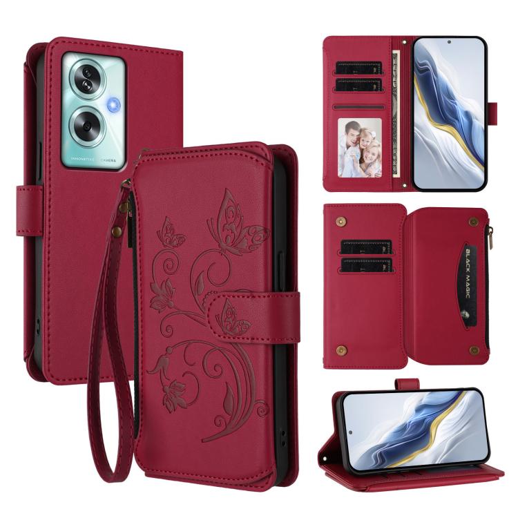 Butterfly Love Flower Multi-card Zipper Wallet Leather Phone Case, For OPPO Find X9 Pro, For OPPO K13 India, For OPPO K13 Turbo / K13 Turbo Pro 5G, For OPPO Reno14 F 5G / Reno14 5G, For OPPO A79 5G Global, For OPPO A5x 5G / 4G Global
