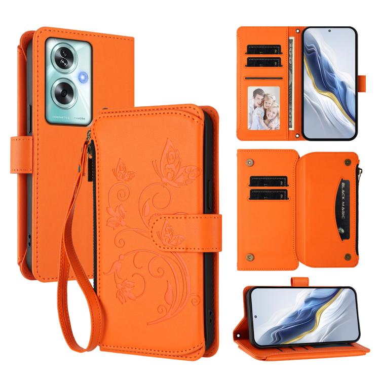 Butterfly Love Flower Multi-card Zipper Wallet Leather Phone Case, For OPPO Find X9 Pro, For OPPO K13 India, For OPPO K13 Turbo / K13 Turbo Pro 5G, For OPPO Reno14 F 5G / Reno14 5G, For OPPO A79 5G Global, For OPPO A5x 5G / 4G Global