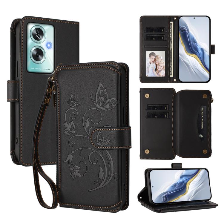 Butterfly Love Flower Multi-card Zipper Wallet Leather Phone Case, For OPPO Find X9 Pro, For OPPO K13 India, For OPPO K13 Turbo / K13 Turbo Pro 5G, For OPPO Reno14 F 5G / Reno14 5G, For OPPO A79 5G Global, For OPPO A5x 5G / 4G Global