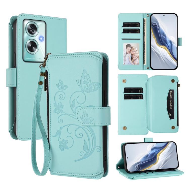 Butterfly Love Flower Multi-card Zipper Wallet Leather Phone Case, For OPPO Find X9 Pro, For OPPO K13 India, For OPPO K13 Turbo / K13 Turbo Pro 5G, For OPPO Reno14 F 5G / Reno14 5G, For OPPO A79 5G Global, For OPPO A5x 5G / 4G Global