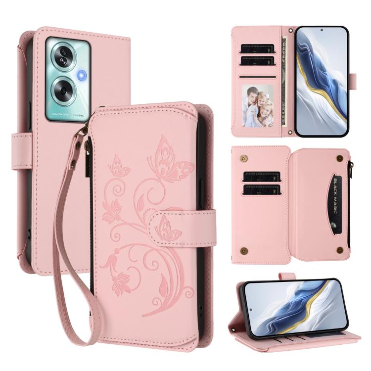 Butterfly Love Flower Multi-card Zipper Wallet Leather Phone Case, For OPPO Find X9 Pro, For OPPO K13 India, For OPPO K13 Turbo / K13 Turbo Pro 5G, For OPPO Reno14 F 5G / Reno14 5G, For OPPO A79 5G Global, For OPPO A5x 5G / 4G Global