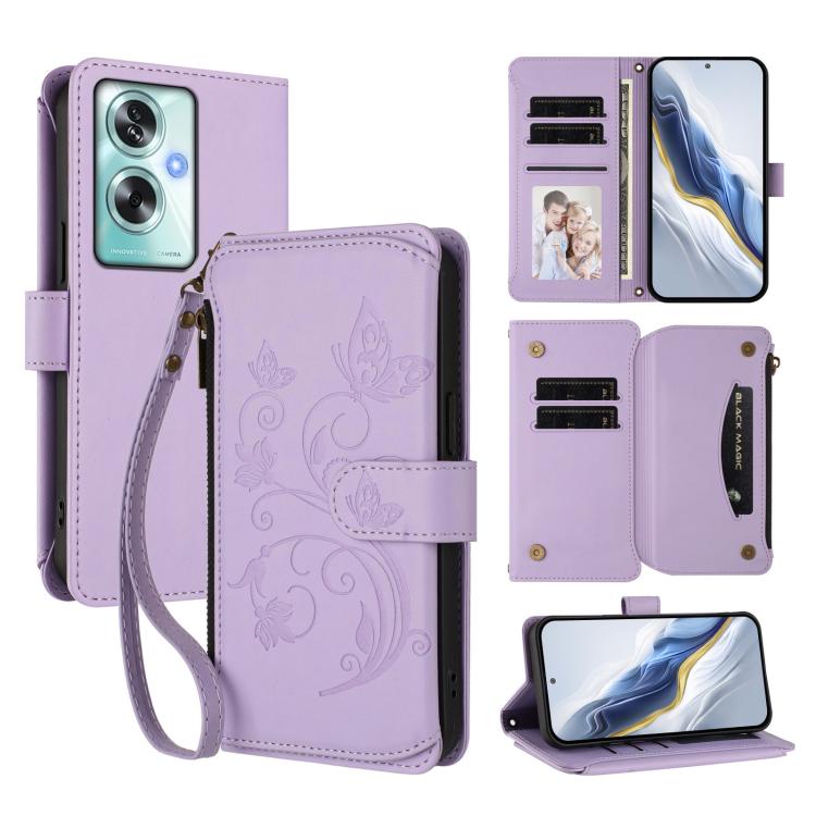 Butterfly Love Flower Multi-card Zipper Wallet Leather Phone Case, For OPPO Find X9 Pro, For OPPO K13 India, For OPPO K13 Turbo / K13 Turbo Pro 5G, For OPPO Reno14 F 5G / Reno14 5G, For OPPO A79 5G Global, For OPPO A5x 5G / 4G Global