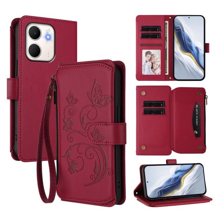 Butterfly Love Flower Multi-card Zipper Wallet Leather Phone Case, For OPPO Find X9 Pro, For OPPO K13 India, For OPPO K13 Turbo / K13 Turbo Pro 5G, For OPPO Reno14 F 5G / Reno14 5G, For OPPO A79 5G Global, For OPPO A5x 5G / 4G Global