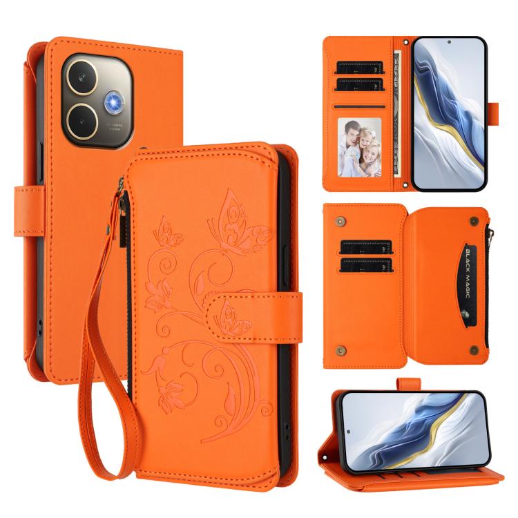 Butterfly Love Flower Multi-card Zipper Wallet Leather Phone Case, For OPPO A5 5G / A3 Pro 5G Global, For OPPO Reno14 Pro 5G, For OPPO Find X8s+ 5G, For OPPO Find X8s 5G, For OPPO Find X8 Ultra 5G, For OPPO A5 Pro 5G / 4G Global