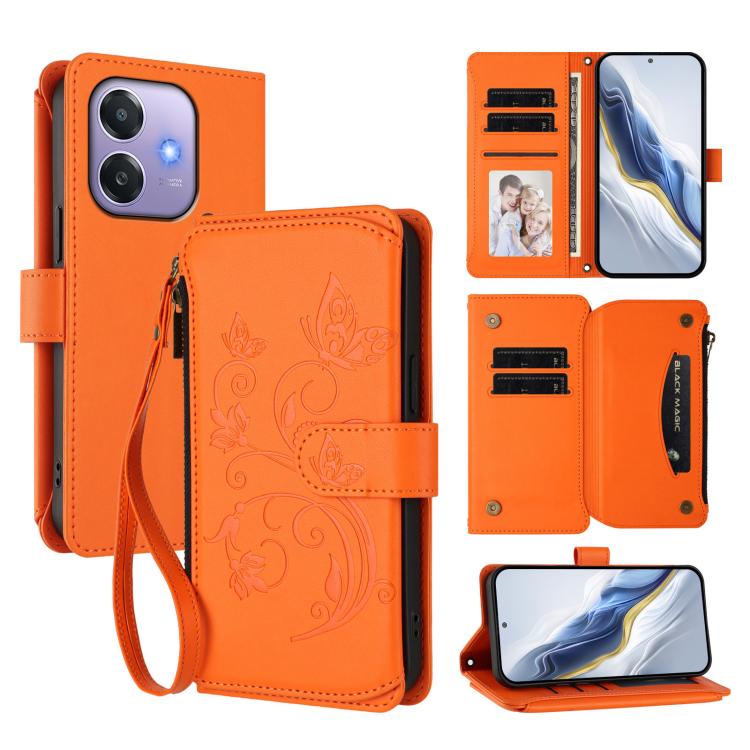 Butterfly Love Flower Multi-card Zipper Wallet Leather Phone Case, For OPPO F29 Pro 5G Global, For OPPO F29 5G Global, For OPPO Reno13 Pro 5G Global, For OPPO Reno13 5G Global, For OPPO Reno13 F 5G Global / 4G India, For OPPO A3x / A3 / A60 5G Global