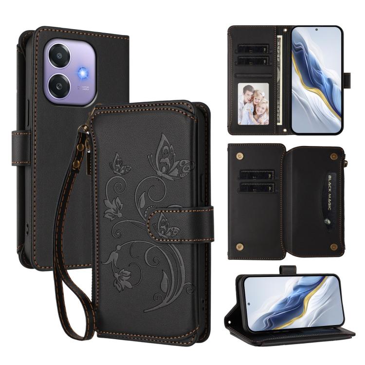 Butterfly Love Flower Multi-card Zipper Wallet Leather Phone Case, For OPPO F29 Pro 5G Global, For OPPO F29 5G Global, For OPPO Reno13 Pro 5G Global, For OPPO Reno13 5G Global, For OPPO Reno13 F 5G Global / 4G India, For OPPO A3x / A3 / A60 5G Global