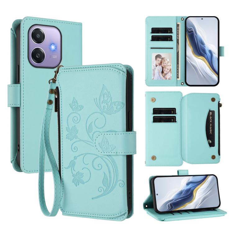 Butterfly Love Flower Multi-card Zipper Wallet Leather Phone Case, For OPPO F29 Pro 5G Global, For OPPO F29 5G Global, For OPPO Reno13 Pro 5G Global, For OPPO Reno13 5G Global, For OPPO Reno13 F 5G Global / 4G India, For OPPO A3x / A3 / A60 5G Global