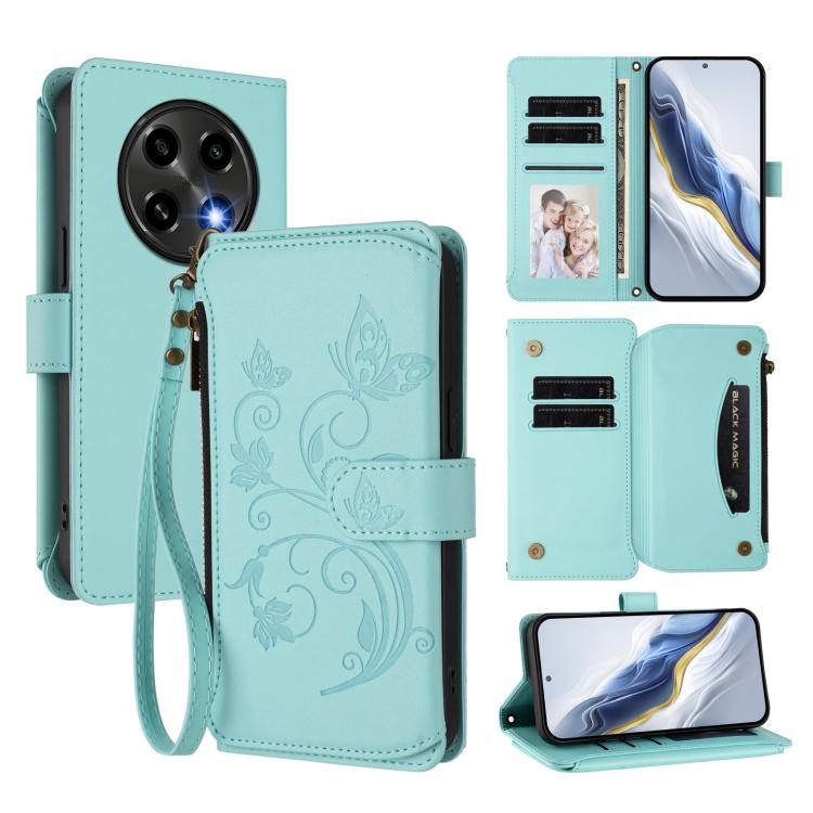 Butterfly Love Flower Multi-card Zipper Wallet Leather Phone Case, For OPPO Find X8 5G, For OPPO A80 5G EU / K12x 5G Global, For OPPO Reno12 F 5G / 4G, For OPPO Reno12 Pro 5G Global, For OPPO Reno12 5G Global, For OPPO A2 Pro 5G / F27 Pro 5G