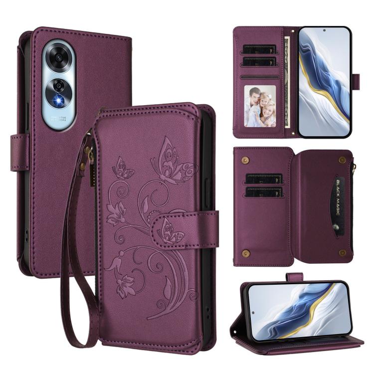 Butterfly Love Flower Multi-card Zipper Wallet Leather Phone Case, For OPPO A60 4G Global, For OPPO Reno11 F 5G Global, For OPPO Find X7, For OPPO Reno11 5G Global, For OPPO Reno11 Pro 5G Global, For OPPO Find X7 Ultra
