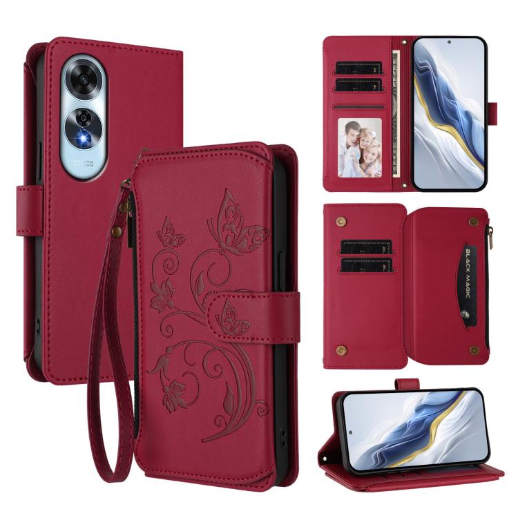 Butterfly Love Flower Multi-card Zipper Wallet Leather Phone Case, For OPPO A60 4G Global, For OPPO Reno11 F 5G Global, For OPPO Find X7, For OPPO Reno11 5G Global, For OPPO Reno11 Pro 5G Global, For OPPO Find X7 Ultra