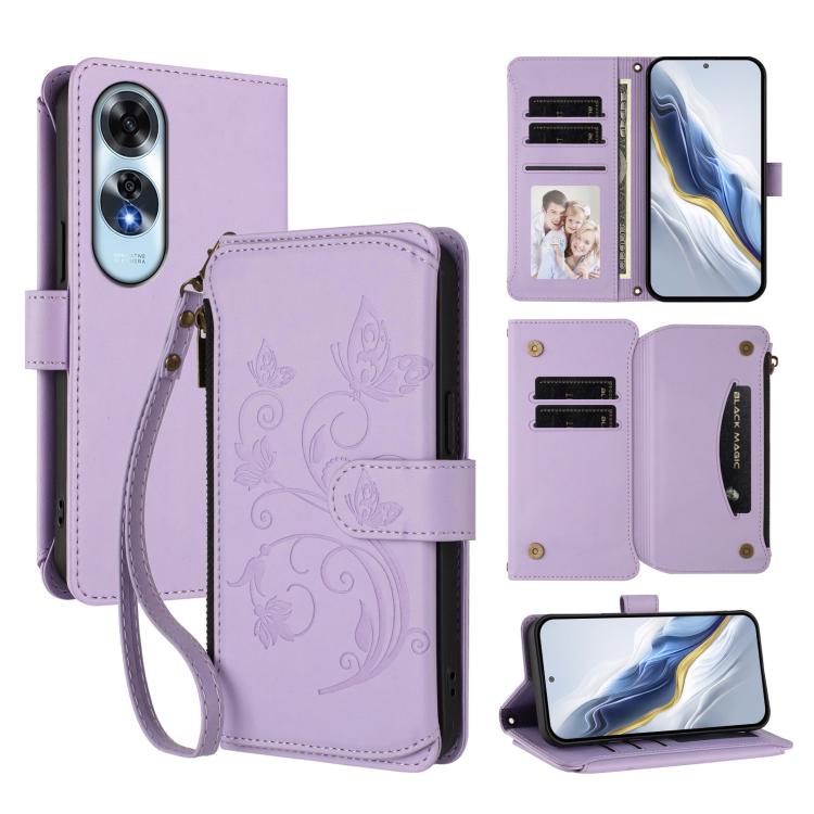 Butterfly Love Flower Multi-card Zipper Wallet Leather Phone Case, For OPPO A60 4G Global, For OPPO Reno11 F 5G Global, For OPPO Find X7, For OPPO Reno11 5G Global, For OPPO Reno11 Pro 5G Global, For OPPO Find X7 Ultra