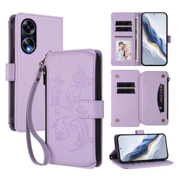 Butterfly Love Flower Multi-card Zipper Wallet Leather Phone Case, For OPPO A18 4G Global / A38 4G, For OPPO Reno9 A, For OPPO A58 4G Global, For OPPO Reno10 / Reno10 Pro 5G Global, For OPPO A78 4G Global, For OPPO A98 5G / F23 5G India