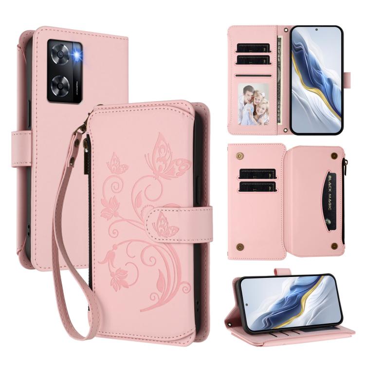 Butterfly Love Flower Multi-card Zipper Wallet Leather Phone Case, For OPPO Reno8 4G / Reno7 4G Global, For OPPO A57 / A77 / A57s 4G Global, For OPPO Reno9 / Reno9 Pro 5G, For OPPO A17 4G Global / A17k, For OPPO Reno8 Pro 5G, For OPPO Reno8 5G