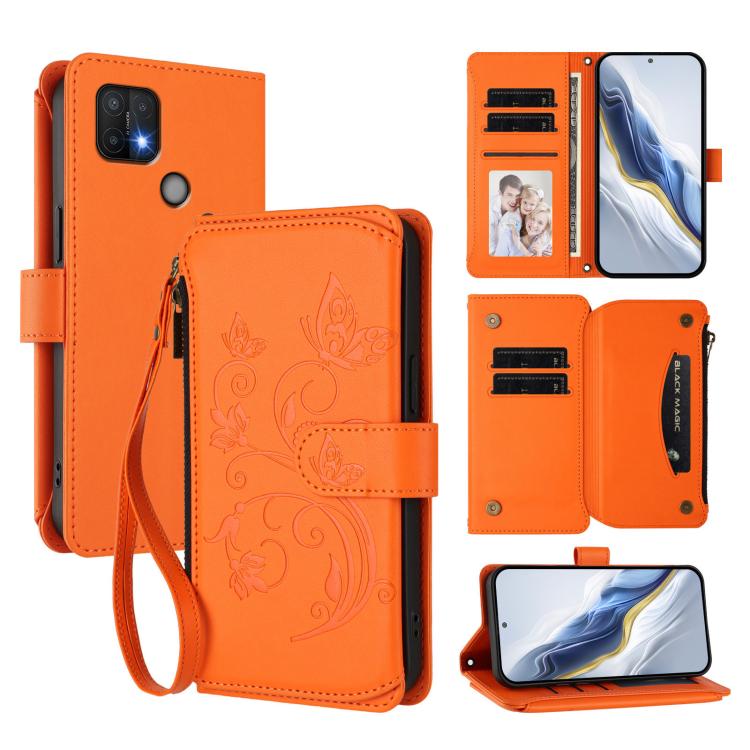 Butterfly Love Flower Multi-card Zipper Wallet Leather Phone Case, For OPPO A36 / A76 / A96 / K10 4G, For OPPO A16e / A16k, For OPPO Find X5 Pro, For OPPO Find X5, For OPPO Reno7 5G Global / Find X5 Lite