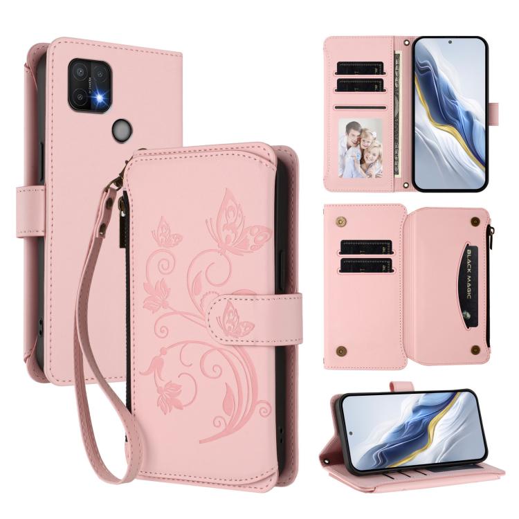Butterfly Love Flower Multi-card Zipper Wallet Leather Phone Case, For OPPO A36 / A76 / A96 / K10 4G, For OPPO A16e / A16k, For OPPO Find X5 Pro, For OPPO Find X5, For OPPO Reno7 5G Global / Find X5 Lite