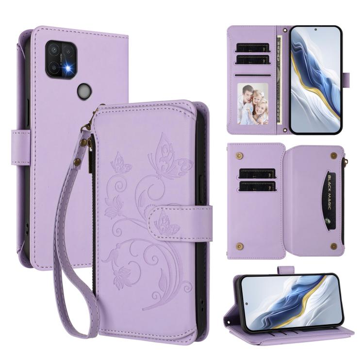 Butterfly Love Flower Multi-card Zipper Wallet Leather Phone Case, For OPPO A36 / A76 / A96 / K10 4G, For OPPO A16e / A16k, For OPPO Find X5 Pro, For OPPO Find X5, For OPPO Reno7 5G Global / Find X5 Lite