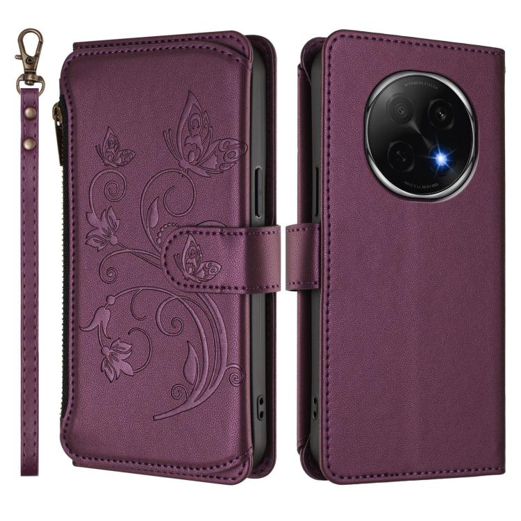 Butterfly Love Flower Multi-card Zipper Wallet Leather Phone Case, For OPPO F29 Pro 5G Global, For OPPO F29 5G Global, For OPPO Reno13 Pro 5G Global, For OPPO Reno13 5G Global, For OPPO Reno13 F 5G Global / 4G India, For OPPO A3x / A3 / A60 5G Global