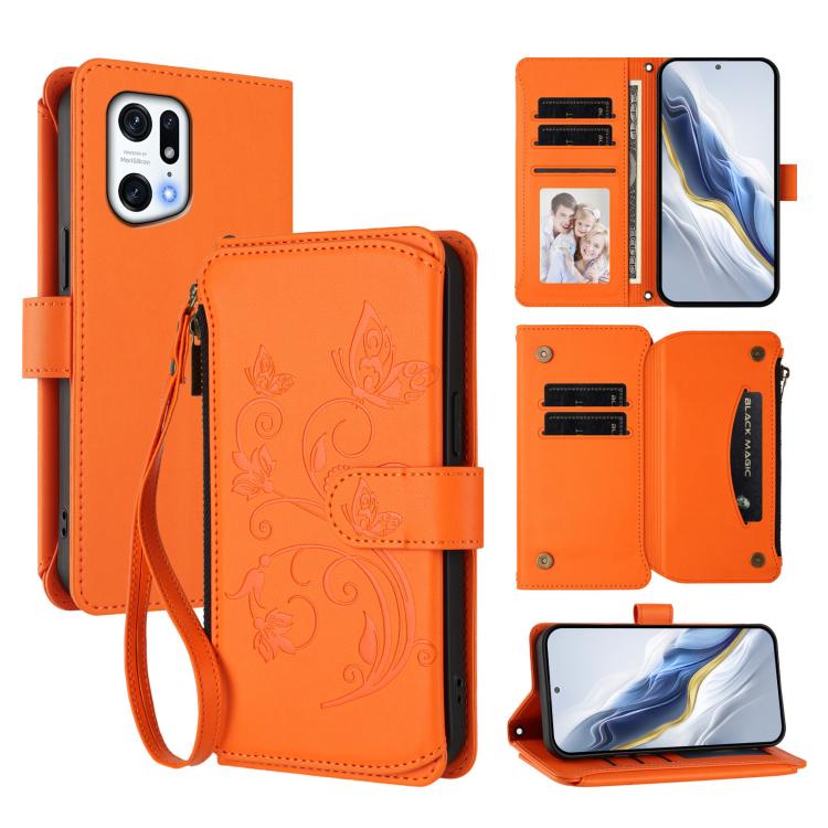 Butterfly Love Flower Multi-card Zipper Wallet Leather Phone Case, For OPPO A36 / A76 / A96 / K10 4G, For OPPO A16e / A16k, For OPPO Find X5 Pro, For OPPO Find X5, For OPPO Reno7 5G Global / Find X5 Lite