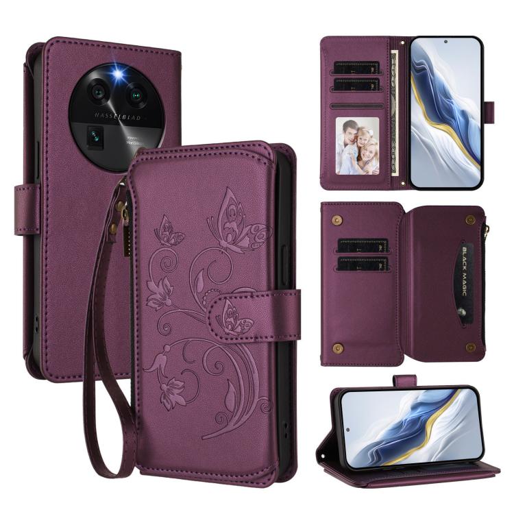 Butterfly Love Flower Multi-card Zipper Wallet Leather Phone Case, For OPPO Find X8 Pro 5G, For OPPO A78 5G Global / A1x 5G, For OPPO Reno8 T 4G Global, For OPPO Find X6 Pro 5G, For OPPO Find X6 5G, For OPPO Reno8 T 5G Global /  A1 Pro 5G