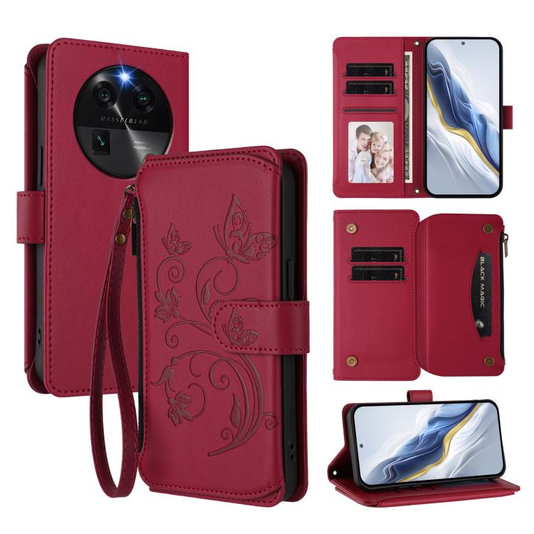 Butterfly Love Flower Multi-card Zipper Wallet Leather Phone Case, For OPPO Find X8 Pro 5G, For OPPO A78 5G Global / A1x 5G, For OPPO Reno8 T 4G Global, For OPPO Find X6 Pro 5G, For OPPO Find X6 5G, For OPPO Reno8 T 5G Global /  A1 Pro 5G
