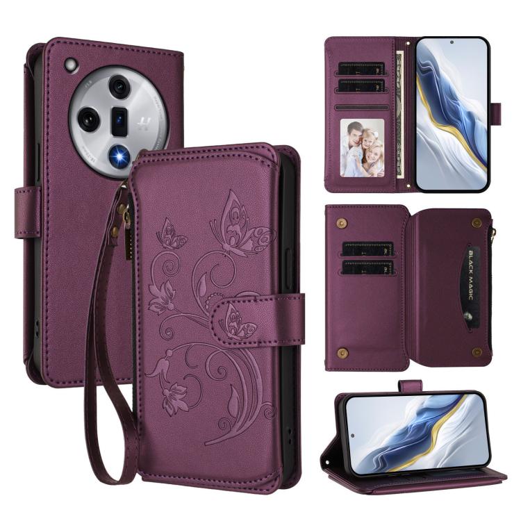 Butterfly Love Flower Multi-card Zipper Wallet Leather Phone Case, For OPPO A60 4G Global, For OPPO Reno11 F 5G Global, For OPPO Find X7, For OPPO Reno11 5G Global, For OPPO Reno11 Pro 5G Global, For OPPO Find X7 Ultra