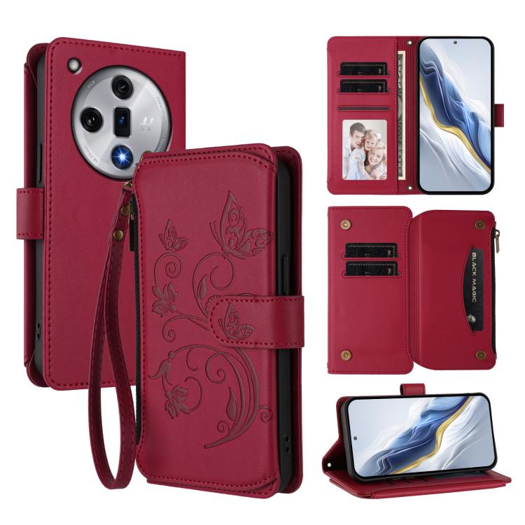 Butterfly Love Flower Multi-card Zipper Wallet Leather Phone Case, For OPPO A60 4G Global, For OPPO Reno11 F 5G Global, For OPPO Find X7, For OPPO Reno11 5G Global, For OPPO Reno11 Pro 5G Global, For OPPO Find X7 Ultra