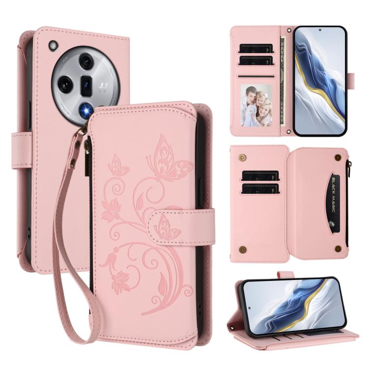 Butterfly Love Flower Multi-card Zipper Wallet Leather Phone Case, For OPPO A60 4G Global, For OPPO Reno11 F 5G Global, For OPPO Find X7, For OPPO Reno11 5G Global, For OPPO Reno11 Pro 5G Global, For OPPO Find X7 Ultra