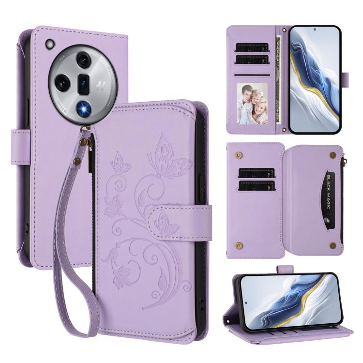Butterfly Love Flower Multi-card Zipper Wallet Leather Phone Case, For OPPO A60 4G Global, For OPPO Reno11 F 5G Global, For OPPO Find X7, For OPPO Reno11 5G Global, For OPPO Reno11 Pro 5G Global, For OPPO Find X7 Ultra