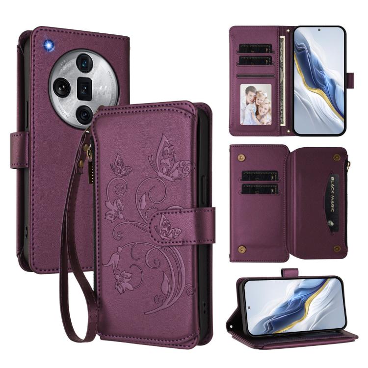 Butterfly Love Flower Multi-card Zipper Wallet Leather Phone Case, For OPPO A60 4G Global, For OPPO Reno11 F 5G Global, For OPPO Find X7, For OPPO Reno11 5G Global, For OPPO Reno11 Pro 5G Global, For OPPO Find X7 Ultra