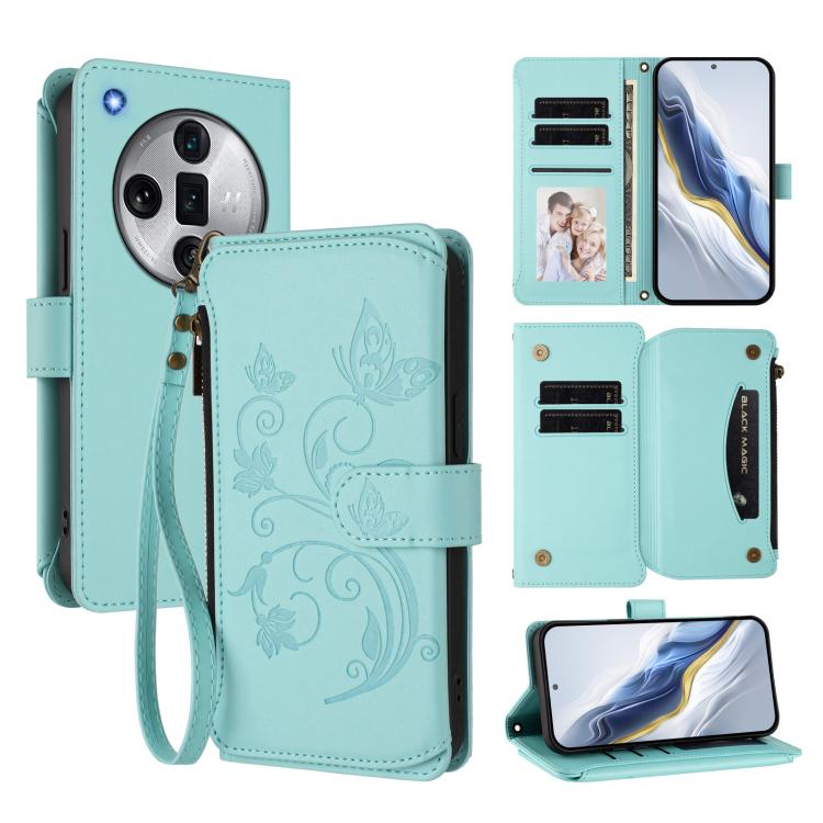 Butterfly Love Flower Multi-card Zipper Wallet Leather Phone Case, For OPPO A60 4G Global, For OPPO Reno11 F 5G Global, For OPPO Find X7, For OPPO Reno11 5G Global, For OPPO Reno11 Pro 5G Global, For OPPO Find X7 Ultra