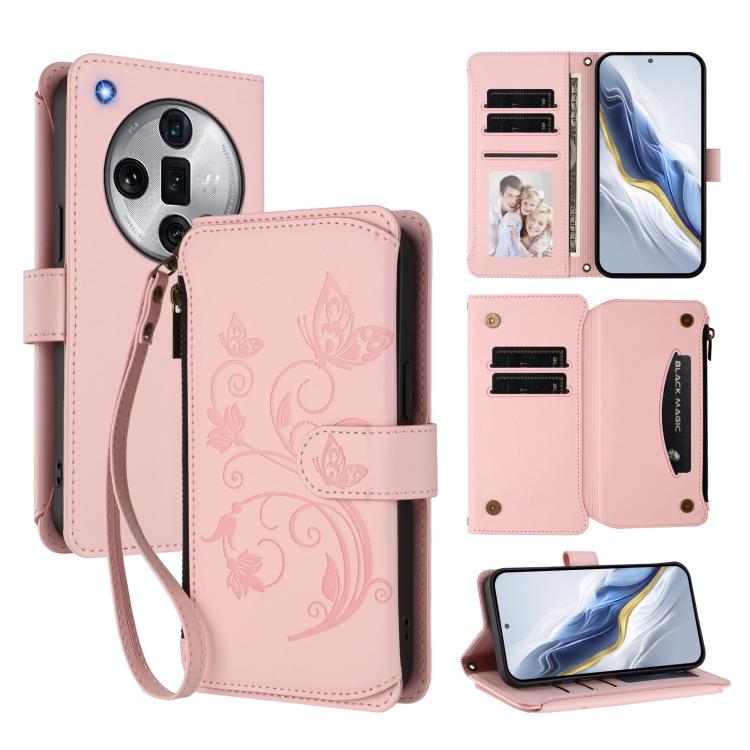 Butterfly Love Flower Multi-card Zipper Wallet Leather Phone Case, For OPPO A60 4G Global, For OPPO Reno11 F 5G Global, For OPPO Find X7, For OPPO Reno11 5G Global, For OPPO Reno11 Pro 5G Global, For OPPO Find X7 Ultra