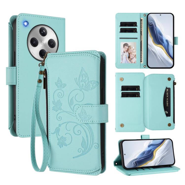 Butterfly Love Flower Multi-card Zipper Wallet Leather Phone Case, For OPPO Find X8 5G, For OPPO A80 5G EU / K12x 5G Global, For OPPO Reno12 F 5G / 4G, For OPPO Reno12 Pro 5G Global, For OPPO Reno12 5G Global, For OPPO A2 Pro 5G / F27 Pro 5G