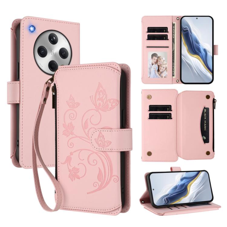 Butterfly Love Flower Multi-card Zipper Wallet Leather Phone Case, For OPPO Find X8 5G, For OPPO A80 5G EU / K12x 5G Global, For OPPO Reno12 F 5G / 4G, For OPPO Reno12 Pro 5G Global, For OPPO Reno12 5G Global, For OPPO A2 Pro 5G / F27 Pro 5G