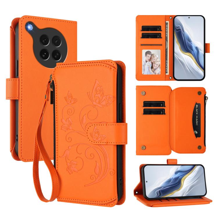 Butterfly Love Flower Multi-card Zipper Wallet Leather Phone Case, For OPPO A5 5G / A3 Pro 5G Global, For OPPO Reno14 Pro 5G, For OPPO Find X8s+ 5G, For OPPO Find X8s 5G, For OPPO Find X8 Ultra 5G, For OPPO A5 Pro 5G / 4G Global
