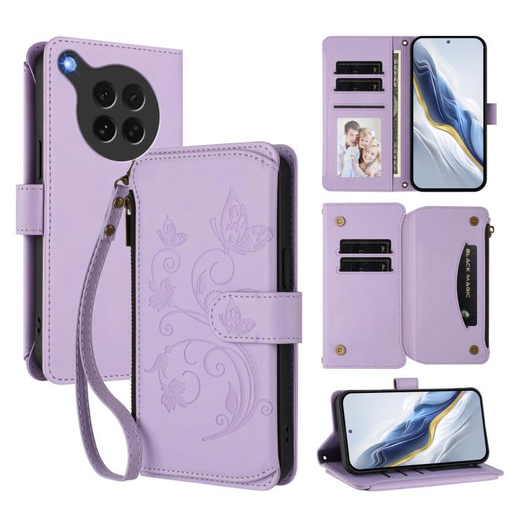Butterfly Love Flower Multi-card Zipper Wallet Leather Phone Case, For OPPO A5 5G / A3 Pro 5G Global, For OPPO Reno14 Pro 5G, For OPPO Find X8s+ 5G, For OPPO Find X8s 5G, For OPPO Find X8 Ultra 5G, For OPPO A5 Pro 5G / 4G Global
