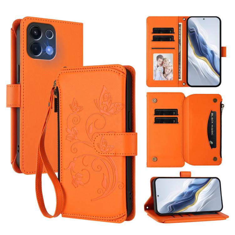 Butterfly Love Flower Multi-card Zipper Wallet Leather Phone Case, For OPPO Find X9 Pro, For OPPO K13 India, For OPPO K13 Turbo / K13 Turbo Pro 5G, For OPPO Reno14 F 5G / Reno14 5G, For OPPO A79 5G Global, For OPPO A5x 5G / 4G Global