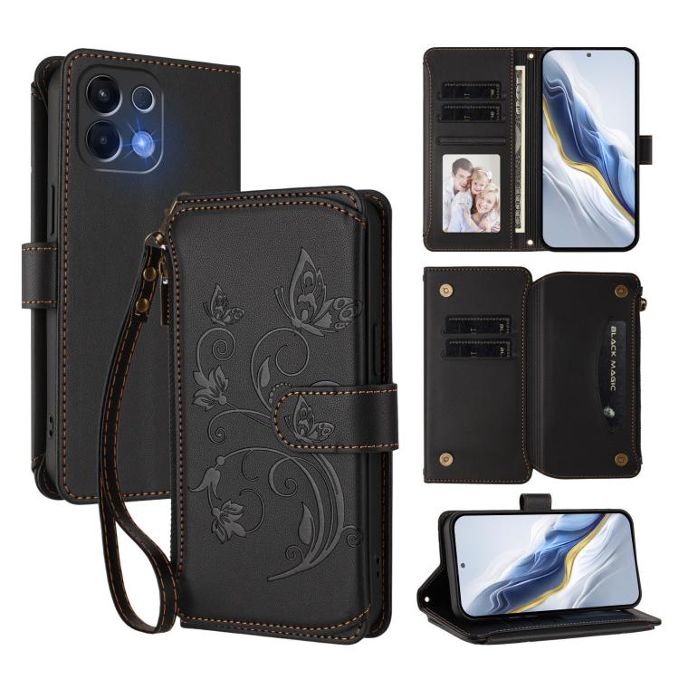 Butterfly Love Flower Multi-card Zipper Wallet Leather Phone Case, For OPPO Find X9 Pro, For OPPO K13 India, For OPPO K13 Turbo / K13 Turbo Pro 5G, For OPPO Reno14 F 5G / Reno14 5G, For OPPO A79 5G Global, For OPPO A5x 5G / 4G Global