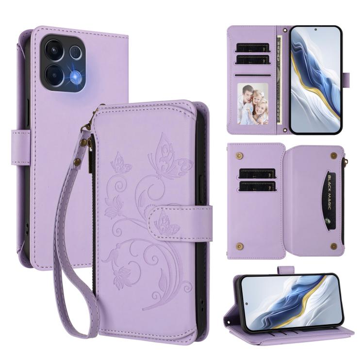 Butterfly Love Flower Multi-card Zipper Wallet Leather Phone Case, For OPPO Find X9 Pro, For OPPO K13 India, For OPPO K13 Turbo / K13 Turbo Pro 5G, For OPPO Reno14 F 5G / Reno14 5G, For OPPO A79 5G Global, For OPPO A5x 5G / 4G Global