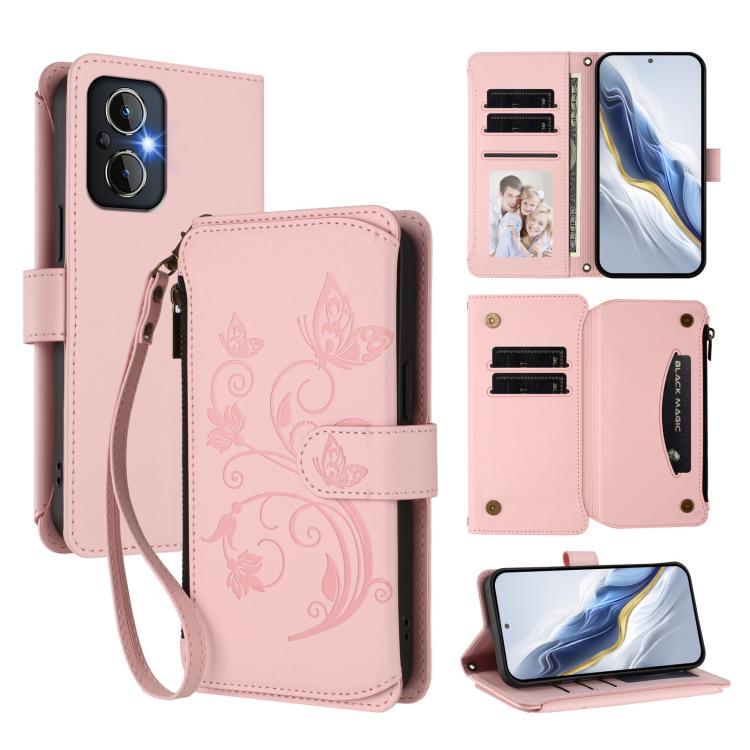Butterfly Love Flower Multi-card Zipper Wallet Leather Phone Case, For OPPO Reno8 4G / Reno7 4G Global, For OPPO A57 / A77 / A57s 4G Global, For OPPO Reno9 / Reno9 Pro 5G, For OPPO A17 4G Global / A17k, For OPPO Reno8 Pro 5G, For OPPO Reno8 5G