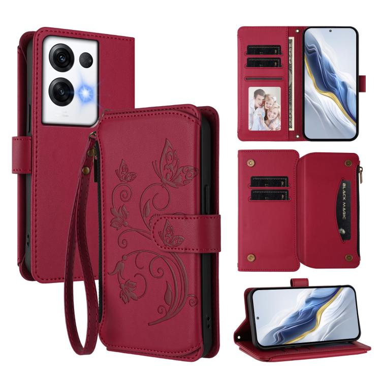 Butterfly Love Flower Multi-card Zipper Wallet Leather Phone Case, For OPPO Reno8 4G / Reno7 4G Global, For OPPO A57 / A77 / A57s 4G Global, For OPPO Reno9 / Reno9 Pro 5G, For OPPO A17 4G Global / A17k, For OPPO Reno8 Pro 5G, For OPPO Reno8 5G