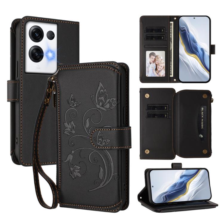 Butterfly Love Flower Multi-card Zipper Wallet Leather Phone Case, For OPPO Reno8 4G / Reno7 4G Global, For OPPO A57 / A77 / A57s 4G Global, For OPPO Reno9 / Reno9 Pro 5G, For OPPO A17 4G Global / A17k, For OPPO Reno8 Pro 5G, For OPPO Reno8 5G