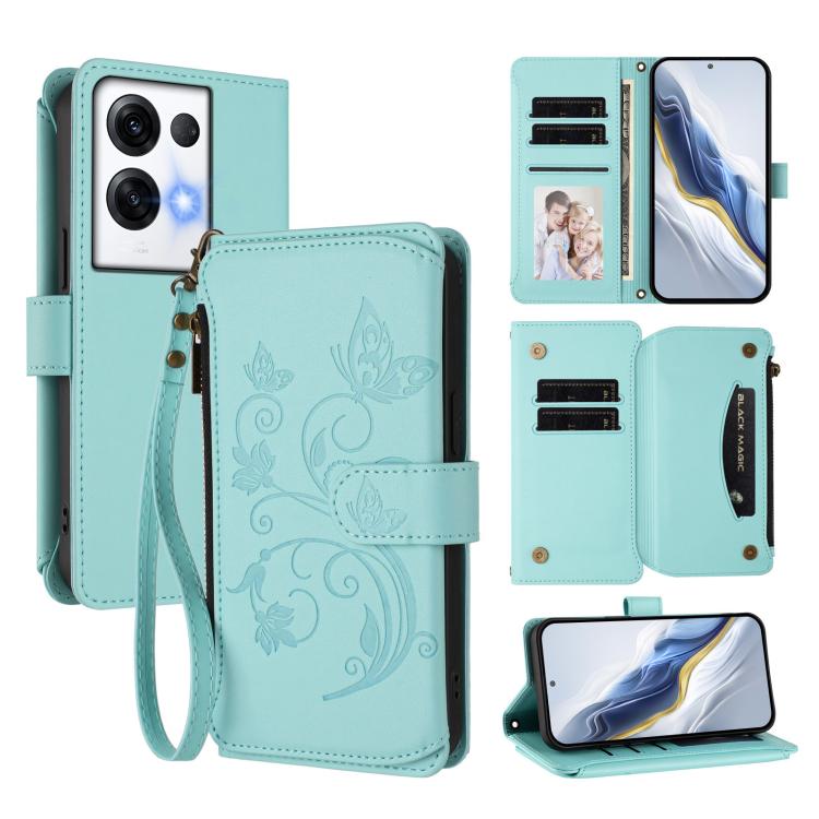 Butterfly Love Flower Multi-card Zipper Wallet Leather Phone Case, For OPPO Reno8 4G / Reno7 4G Global, For OPPO A57 / A77 / A57s 4G Global, For OPPO Reno9 / Reno9 Pro 5G, For OPPO A17 4G Global / A17k, For OPPO Reno8 Pro 5G, For OPPO Reno8 5G