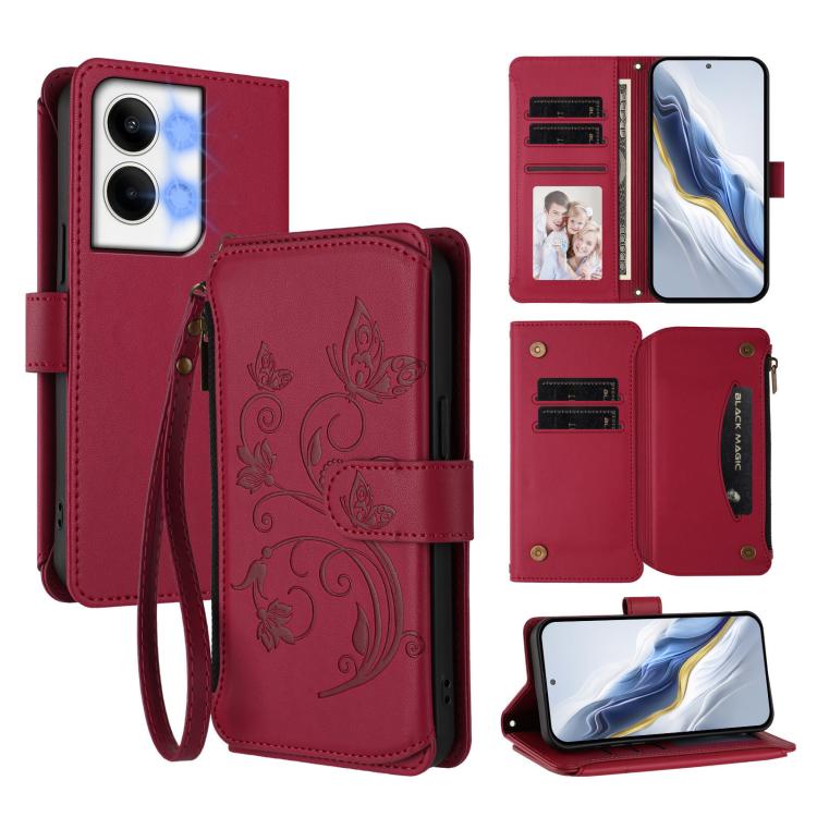 Butterfly Love Flower Multi-card Zipper Wallet Leather Phone Case, For OPPO Reno8 4G / Reno7 4G Global, For OPPO A57 / A77 / A57s 4G Global, For OPPO Reno9 / Reno9 Pro 5G, For OPPO A17 4G Global / A17k, For OPPO Reno8 Pro 5G, For OPPO Reno8 5G