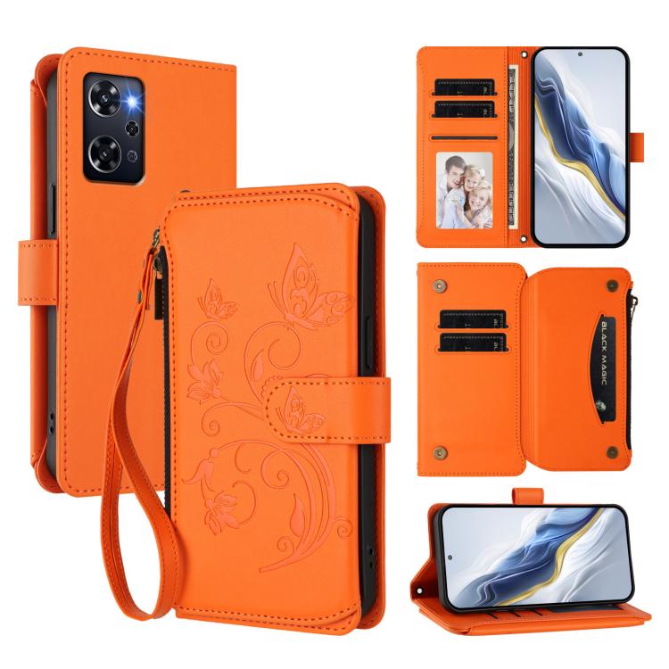 Butterfly Love Flower Multi-card Zipper Wallet Leather Phone Case, For OPPO A18 4G Global / A38 4G, For OPPO Reno9 A, For OPPO A58 4G Global, For OPPO Reno10 / Reno10 Pro 5G Global, For OPPO A78 4G Global, For OPPO A98 5G / F23 5G India