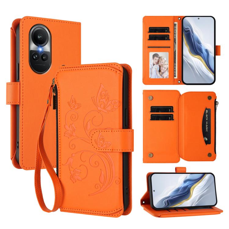 Butterfly Love Flower Multi-card Zipper Wallet Leather Phone Case, For OPPO A18 4G Global / A38 4G, For OPPO Reno9 A, For OPPO A58 4G Global, For OPPO Reno10 / Reno10 Pro 5G Global, For OPPO A78 4G Global, For OPPO A98 5G / F23 5G India