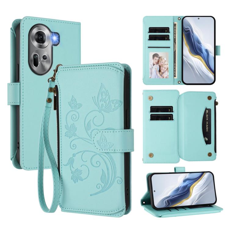 Butterfly Love Flower Multi-card Zipper Wallet Leather Phone Case, For OPPO A60 4G Global, For OPPO Reno11 F 5G Global, For OPPO Find X7, For OPPO Reno11 5G Global, For OPPO Reno11 Pro 5G Global, For OPPO Find X7 Ultra